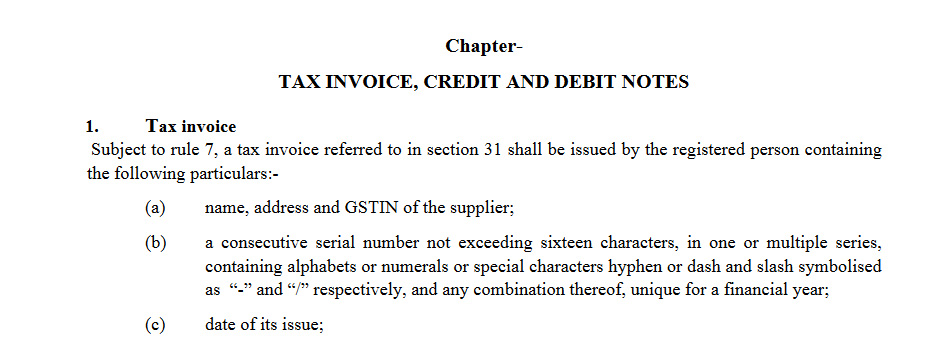 GST Rules for Invocie